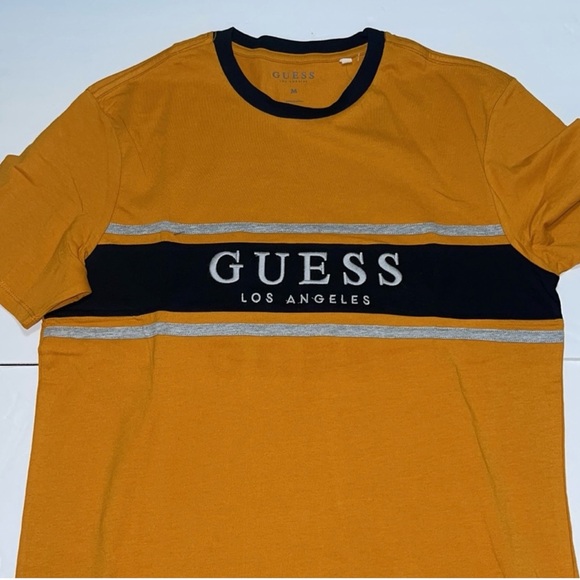 Guess Men Tshir Short Sleeeve Bort Logo Crew Dorado Gold.size Medium & Large.NWT - Picture 3 of 6